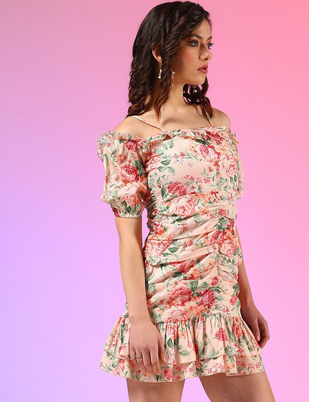 Kotty Women Floral Printed Shoulder Straps Sheath Dress