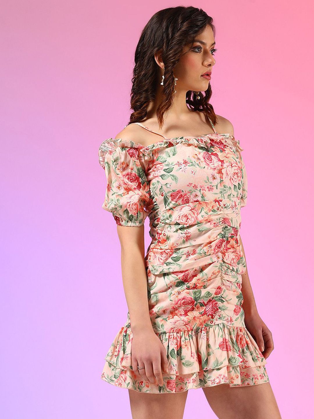 Kotty Women Floral Printed Shoulder Straps Sheath Dress