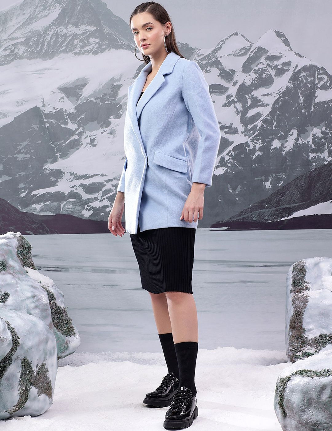 Kotty Women Notched Lapel Cotton Single-Breasted Overcoat