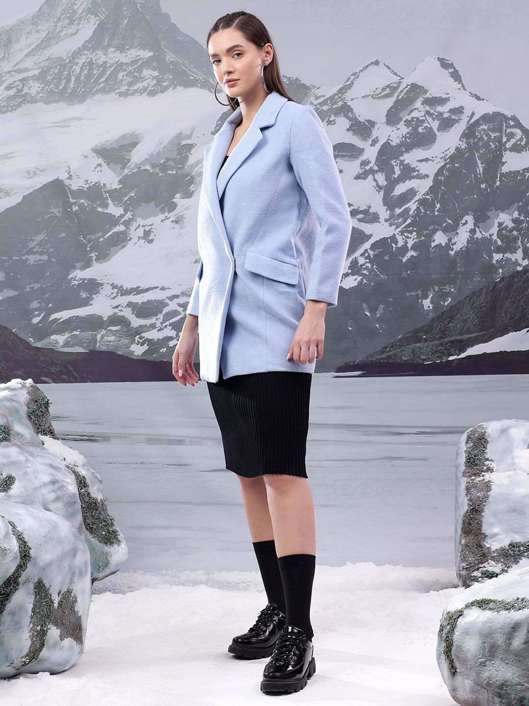 Kotty Women Notched Lapel Cotton Single-Breasted Overcoat