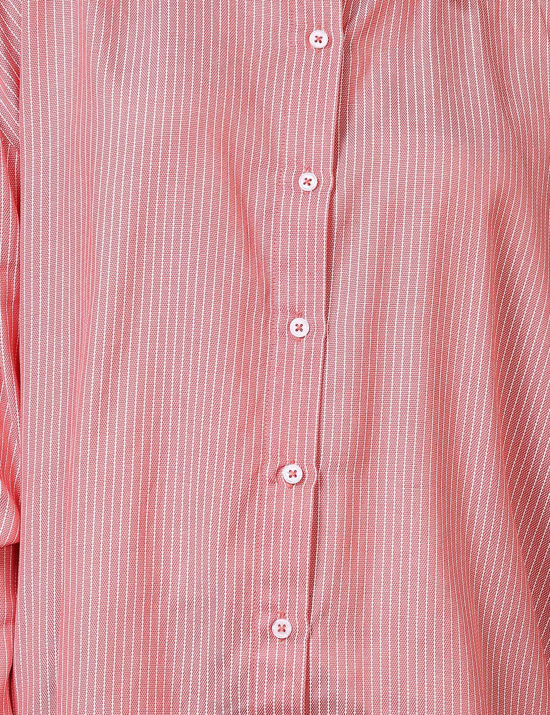 Kotty Women Relaxed Fit Spread Collar Vertical Striped Cotton Casual Shirt