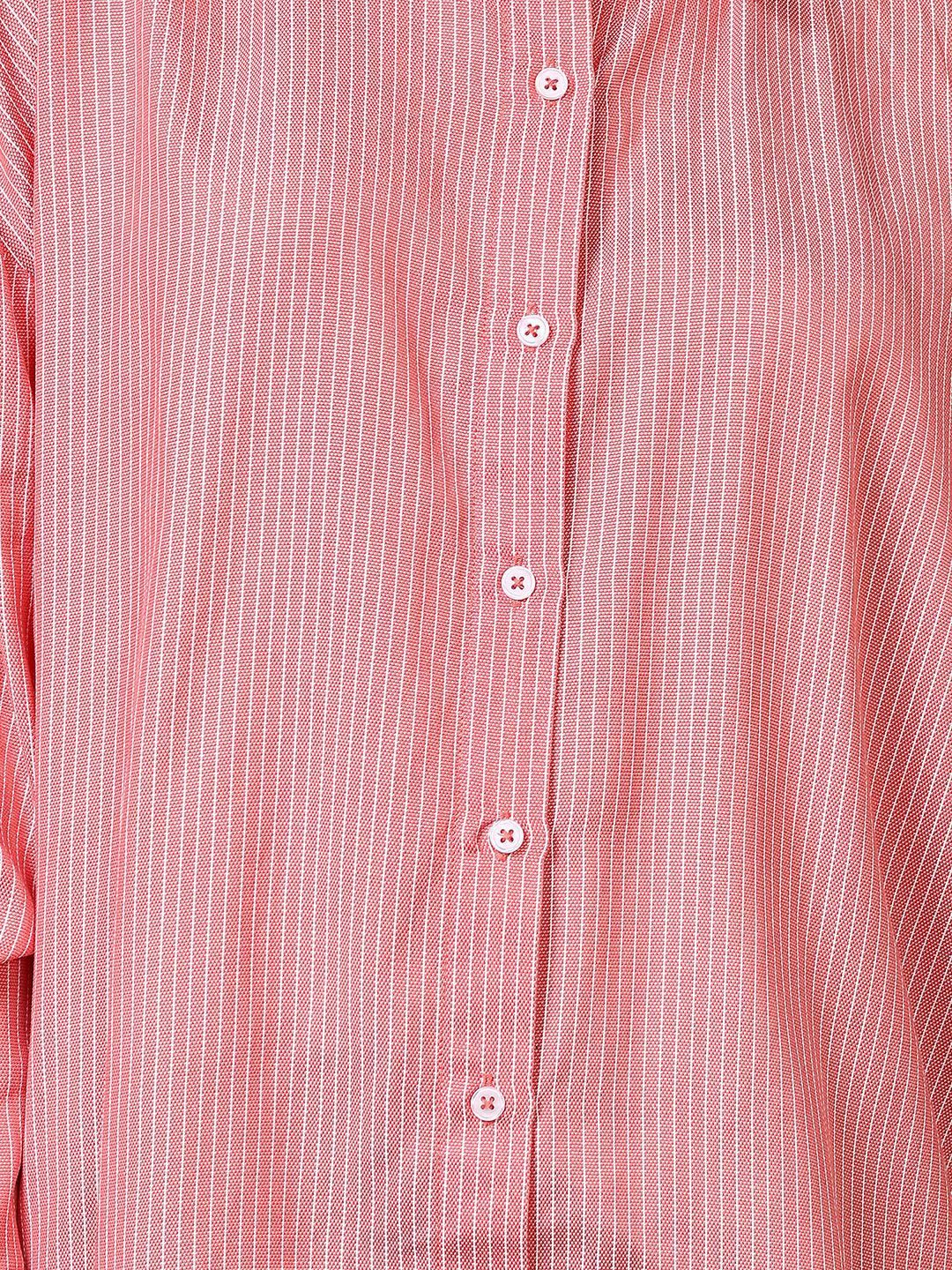 Kotty Women Relaxed Fit Spread Collar Vertical Striped Cotton Casual Shirt