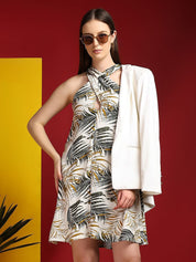 Kotty Print Halter Neck A-Line Dress