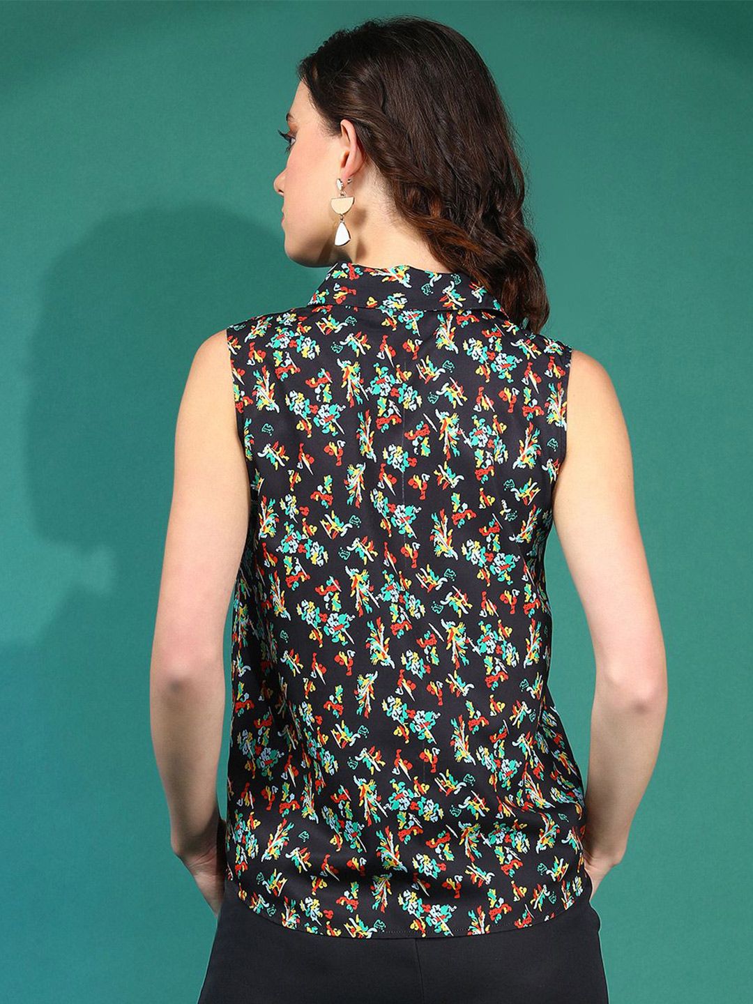 Kotty Women Abstract Printed Shirt Collar  Top