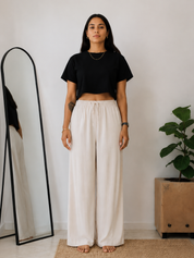 Women’s Off White Wide Leg Palazzo Pants