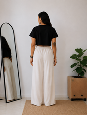 Women’s Off White Wide Leg Palazzo Pants