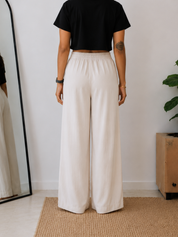 Women’s Off White Wide Leg Palazzo Pants