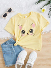 Kotty Girls Graphic Printed Round Neck Cotton Oversized T-shirt