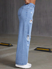 Kotty Women Straight Fit High-Rise Highly Distressed Stretchable Jeans