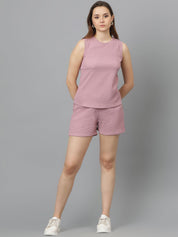 Kotty Pink Round Neck Sleeveless Top & Shorts