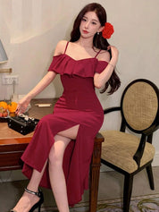 Kotty Women Shoulder Straps A-Line Midi Dress