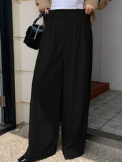 Kotty Women Relaxed Straight Leg Loose Fit High-Rise Corduroy Cotton Trousers