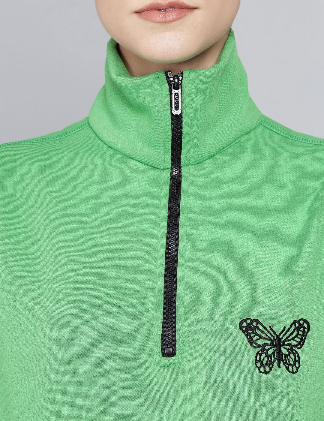 Kotty Women Embroidered High Neck Sweatshirt