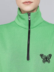 Kotty Women Embroidered High Neck Sweatshirt