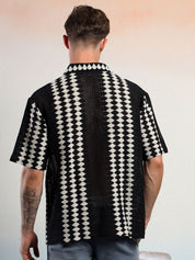 Kotty Vertical Stripes Cotton Spread Collar Short Sleeves Shirt