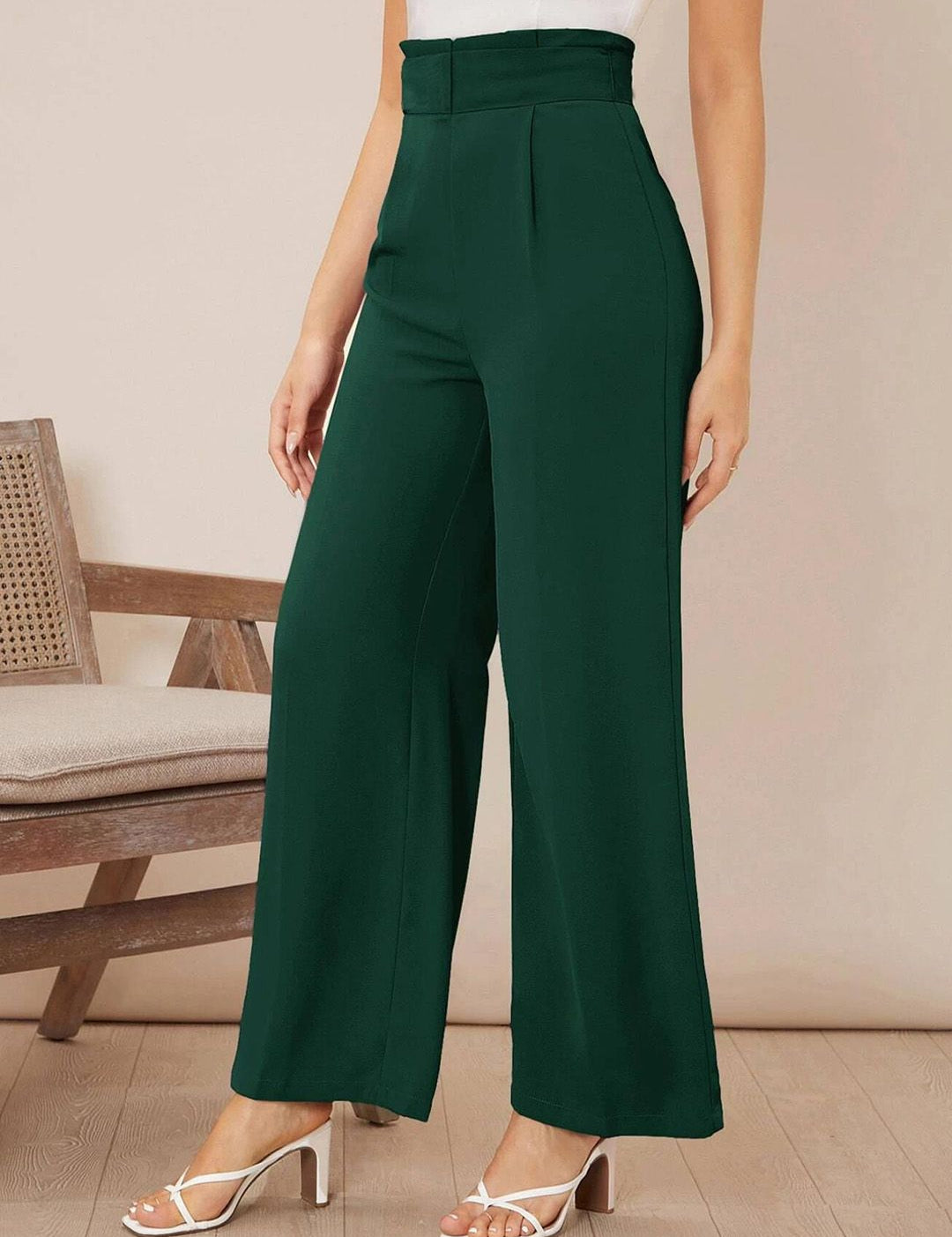 Kotty Women High-Rise Pleated Wide Leg Parallel Trousers