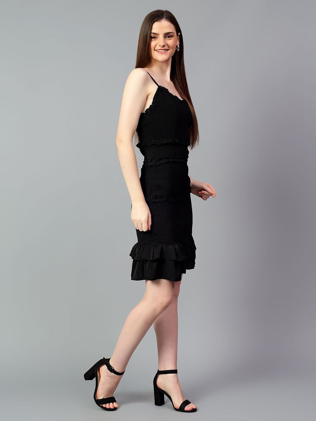 Kotty Women Ruffled A-Line Knee Length Sleeveless Dress
