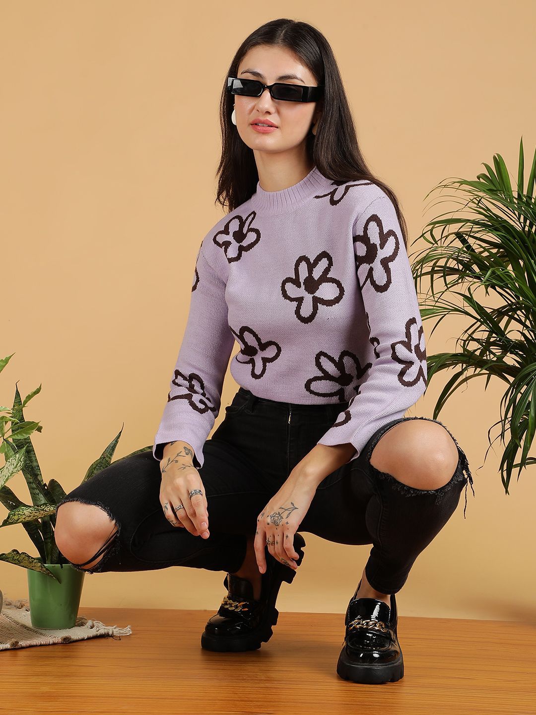 Kotty Women Floral Printed Crop Pullover