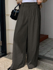 Kotty Women Relaxed Straight Leg Loose Fit High-Rise Corduroy Trousers