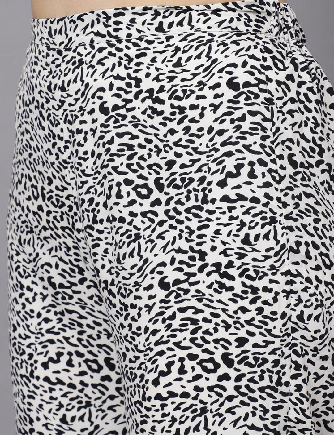 Kotty White & Black Animal Printed Shirt With Trouser