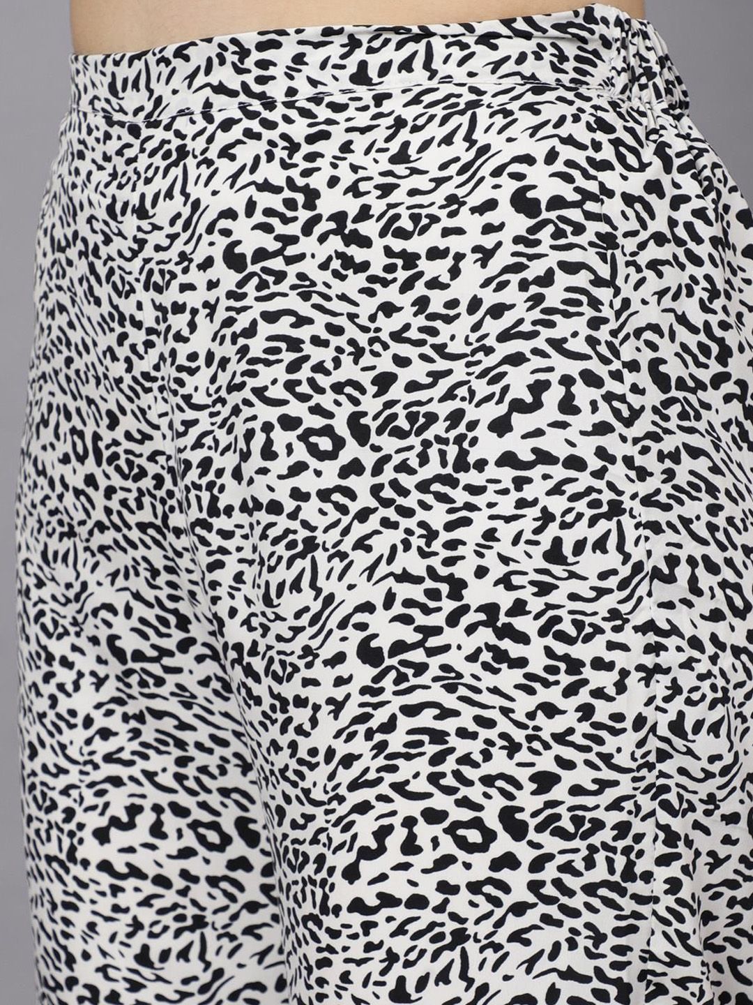 Kotty White & Black Animal Printed Shirt With Trouser