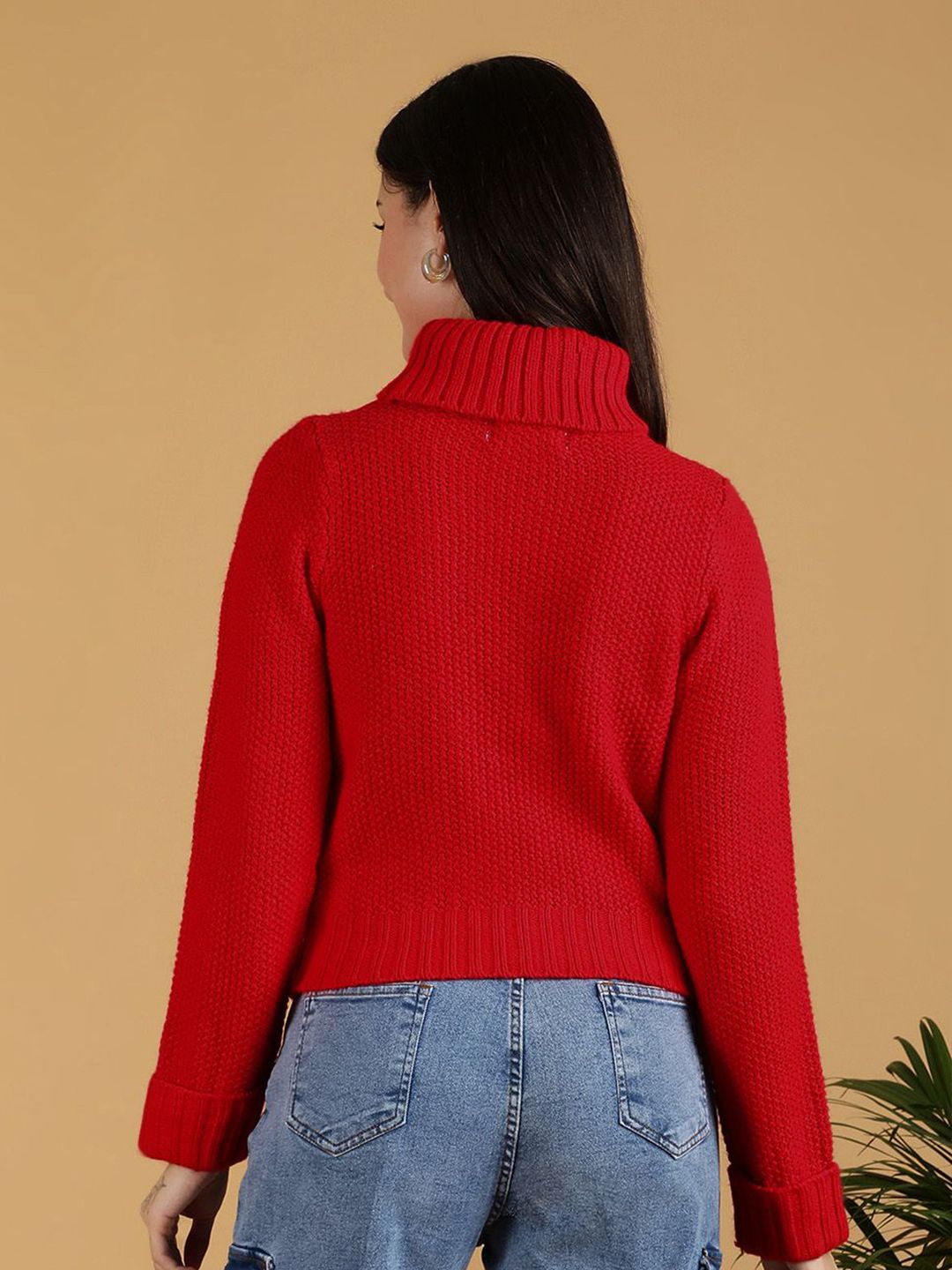 Kotty Women Turtle Neck Crop Pullover Sweater