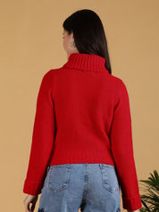 Kotty Women Turtle Neck Crop Pullover Sweater