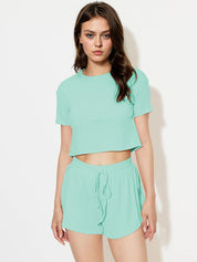 Kotty Round Neck Top With Shorts