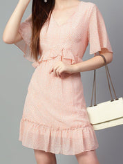 Kotty Floral Print Flared Sleeve Fit & Flare Dress