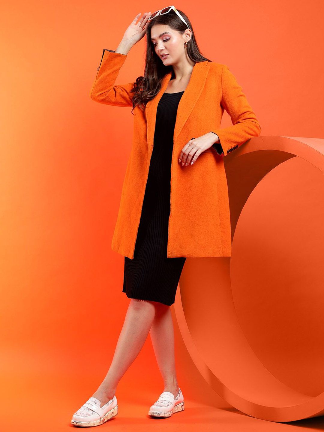 Kotty Solid Shawl Collar Longline Overcoat