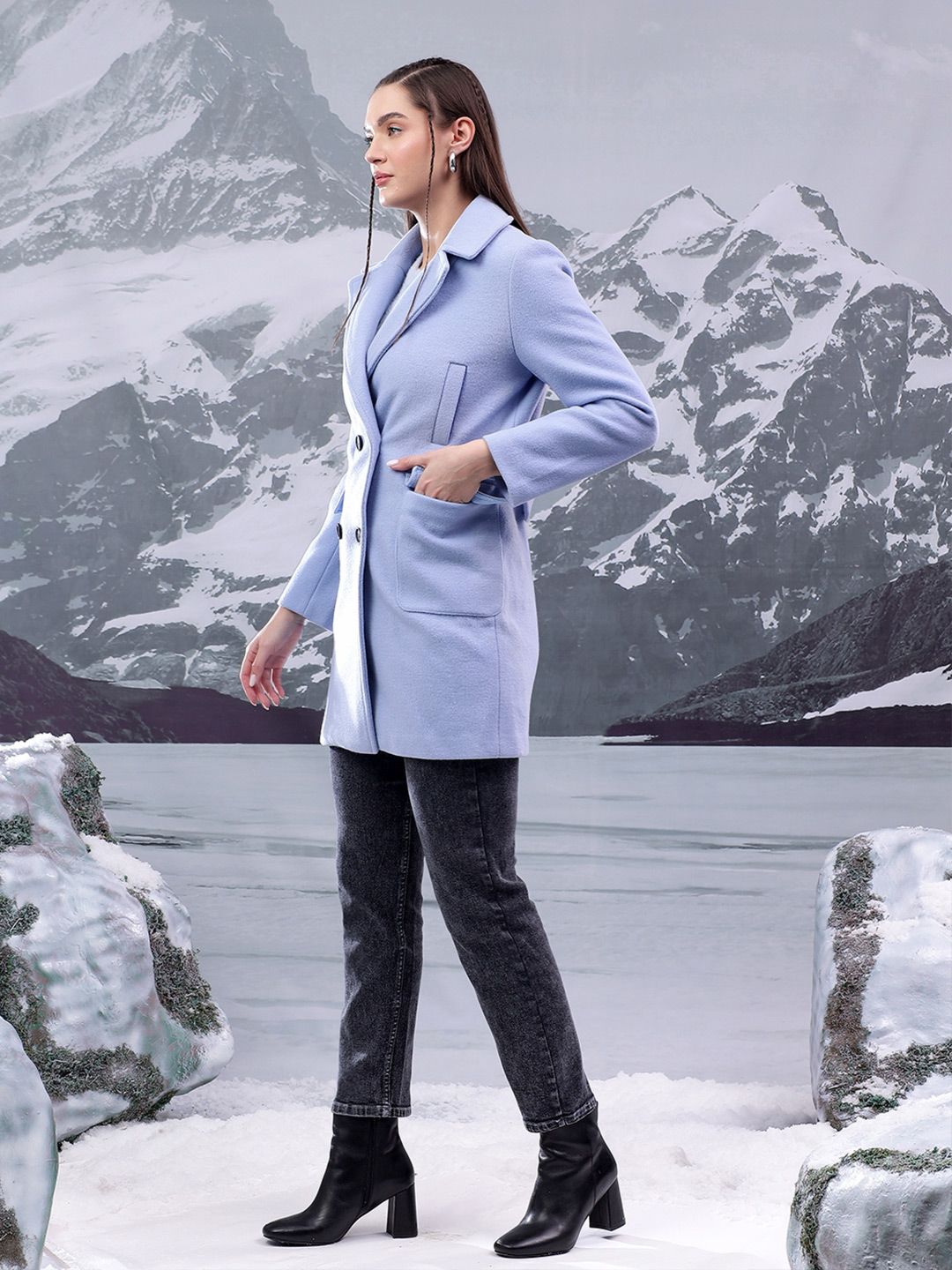 Kotty Women Notched Lapel Single-Breasted Overcoat