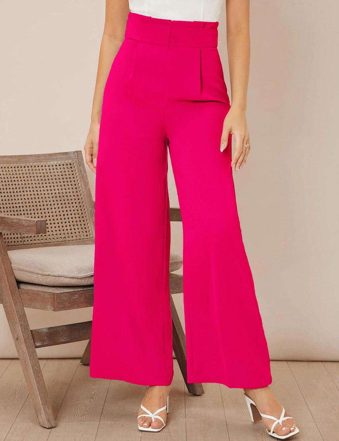 Kotty Women Wide Leg High-Rise Easy Wash Pleated Trouser