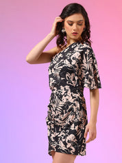 Kotty Women Printed One Shoulder Sheath Mini Dress
