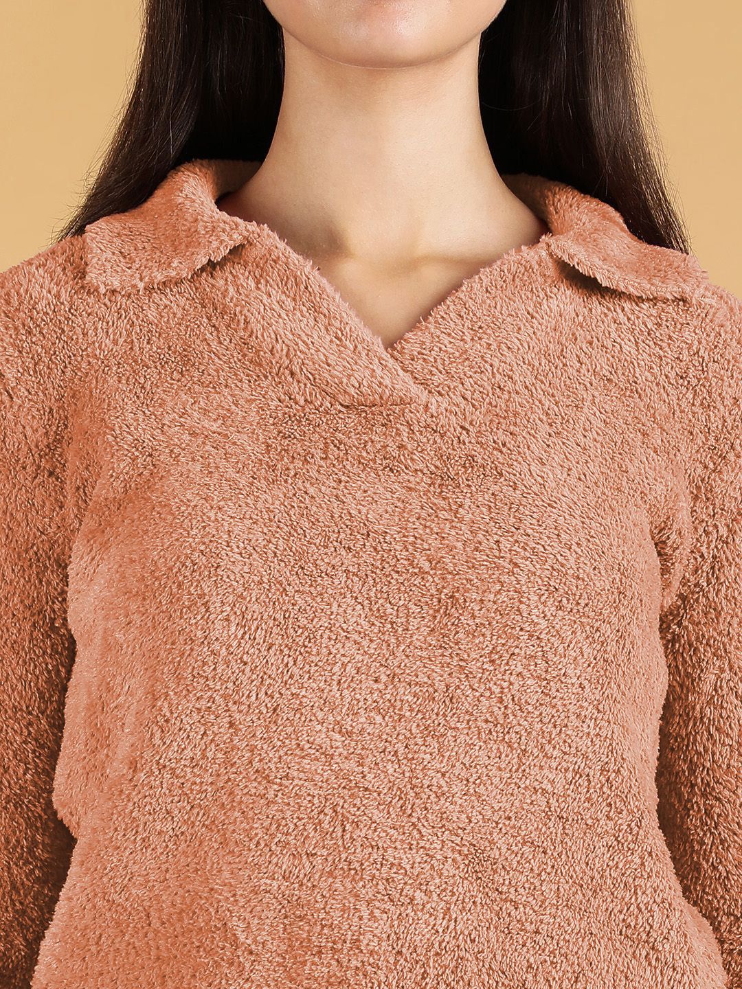 Kotty Women Shirt Collar Crop Pullover