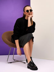 Kotty Women Self Design Cable Knit Pullover Sweater 