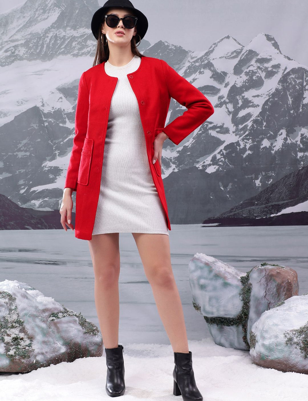 Kotty Women Cotton Mandarin Collar Overcoat