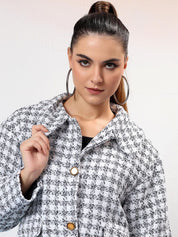 Kotty Women Checked Shawl Collar Overcoat