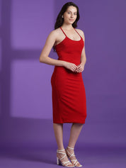 Kotty Women Solid Halter Neck Sheath Dress