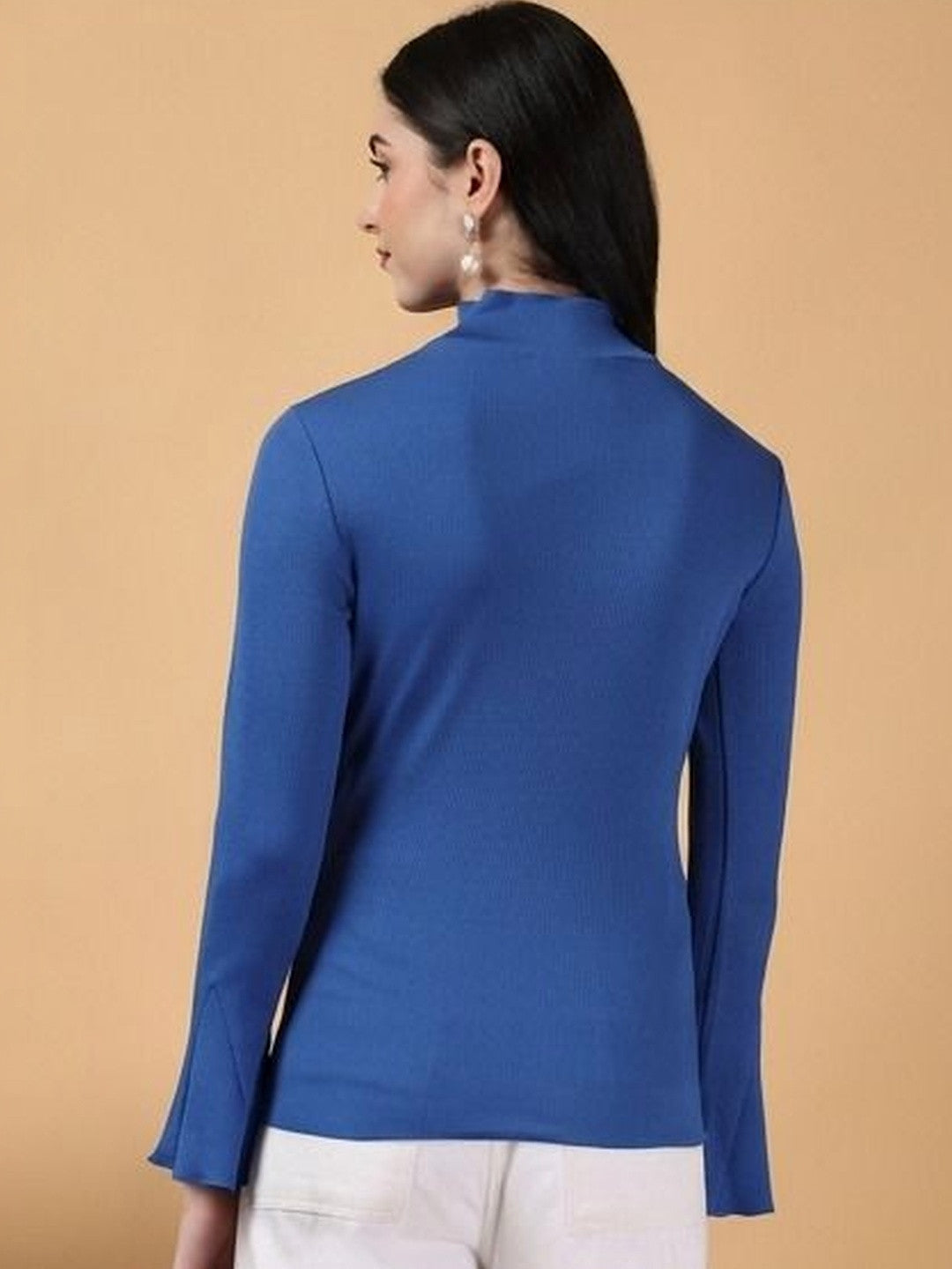 Kotty Top Ocean Blue Women's High Long-Sleeve Fashion