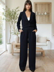 Kotty Lapel Collar Long Sleeves Coat With Trouser 