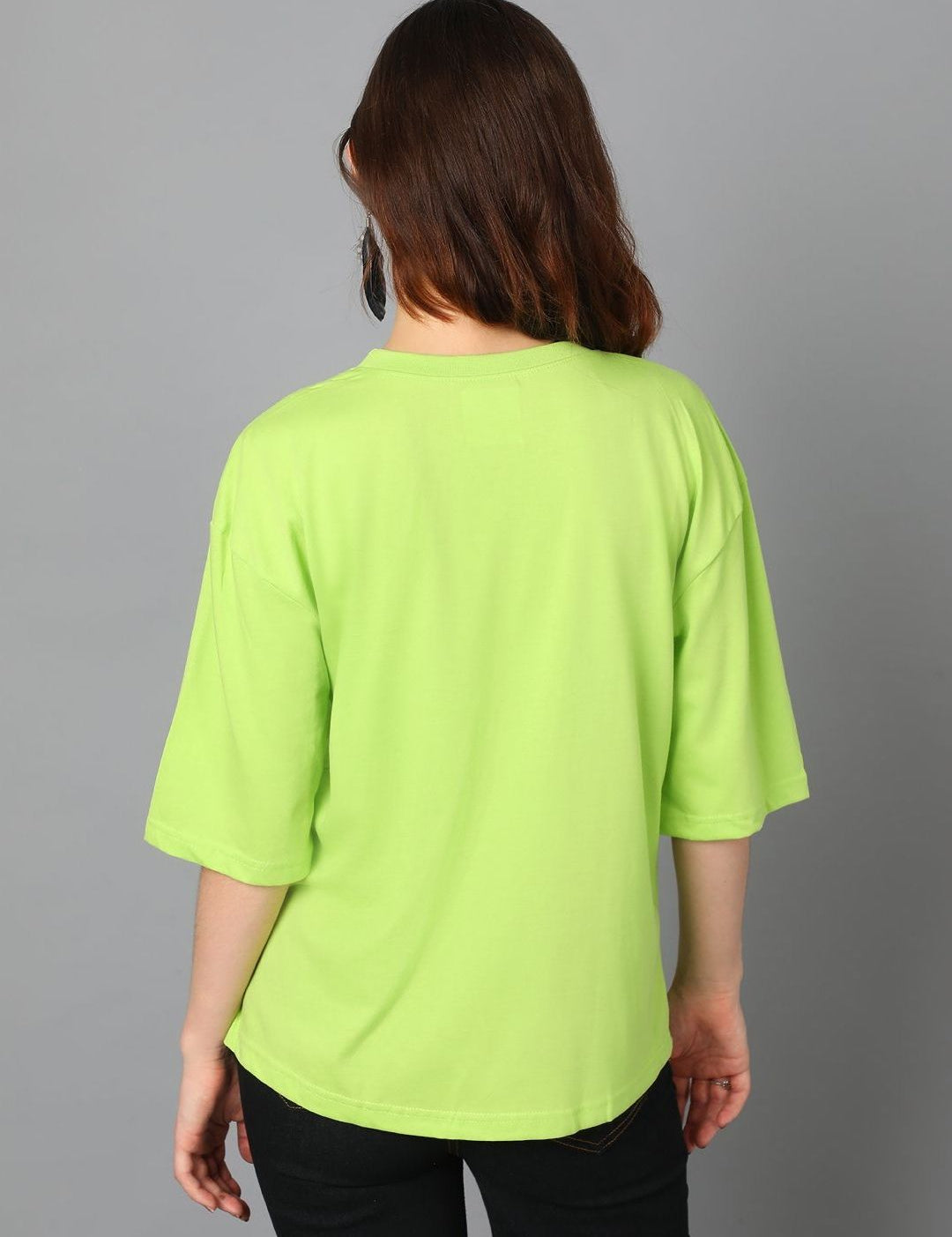 Kotty Typography Printed Drop-Shoulder Sleeves Oversized Cotton T-Shirt