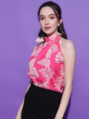 Kotty Women Tropical Printed Halter Neck  Top