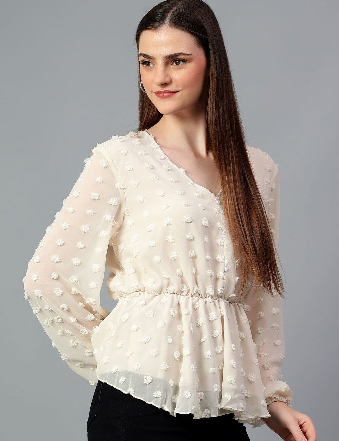 Kotty Women Solid V-Neck Top