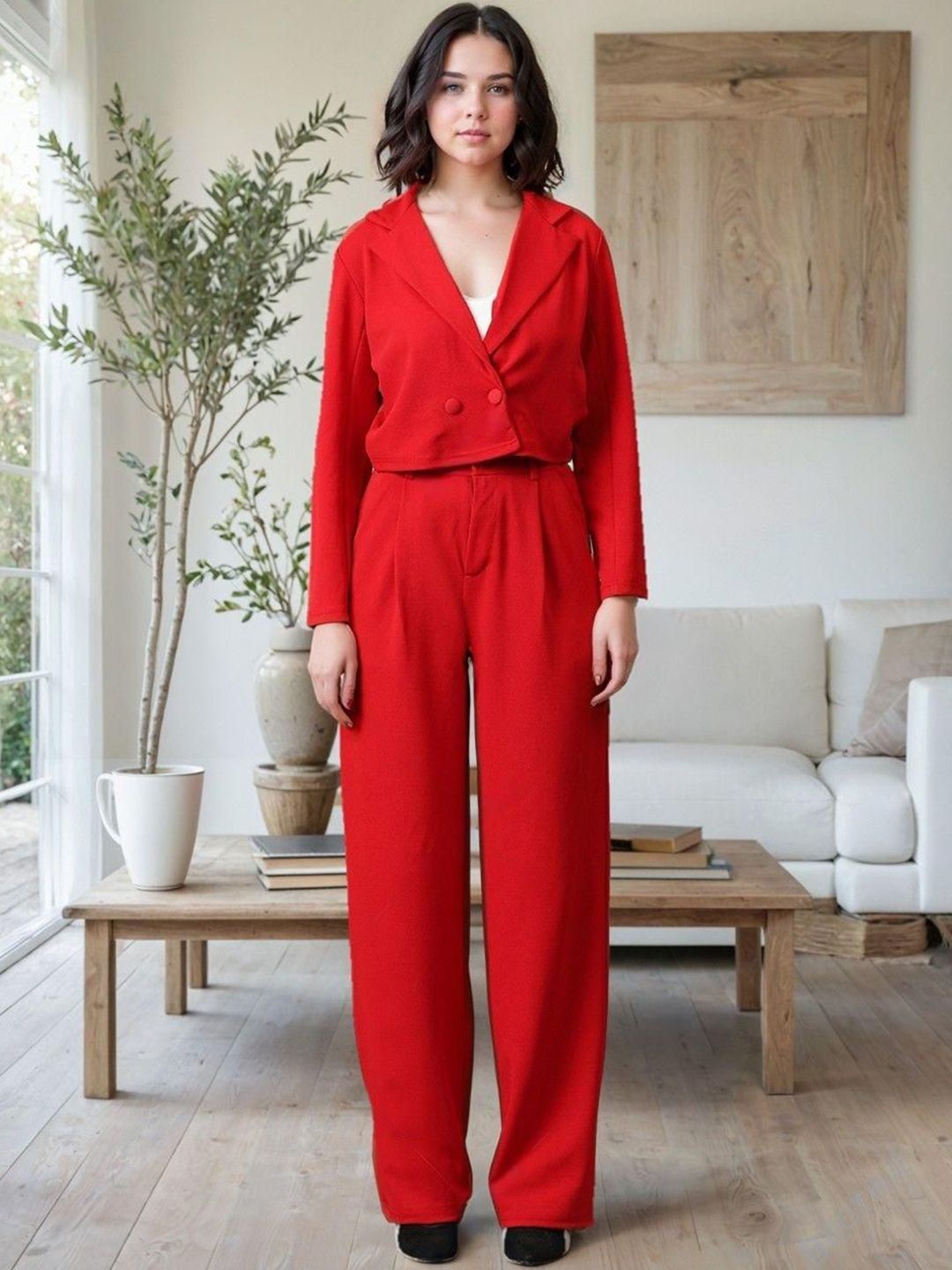 Kotty Lapel Collar Long Sleeves Coat With Trouser 