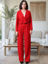 Kotty Lapel Collar Long Sleeves Coat With Trouser