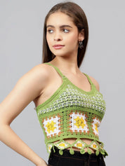 Kotty Women Self Design Scoop Neck Cotton Top