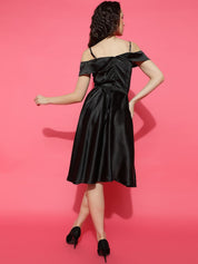 Kotty Women Satin Fit & Flare Shoulder Straps Dress