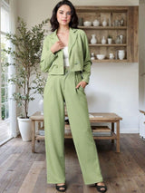 Kotty Lapel Collar Long Sleeves Coat With Trouser