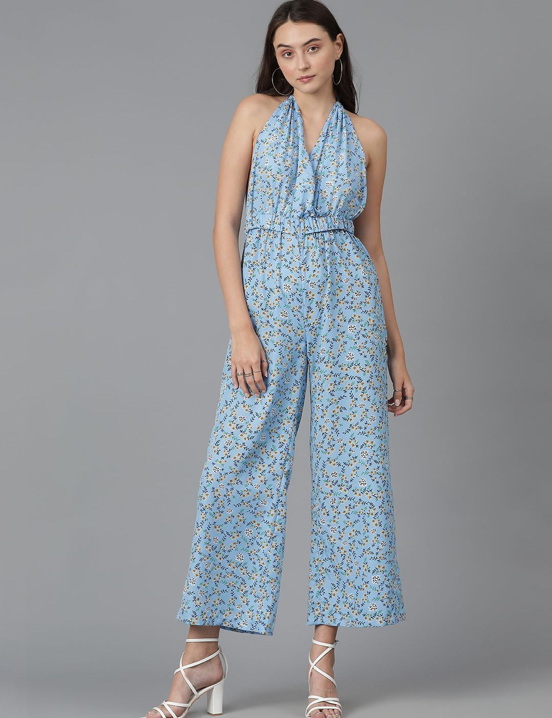 Kotty Women Halter Neck Printed Basic Jumpsuit