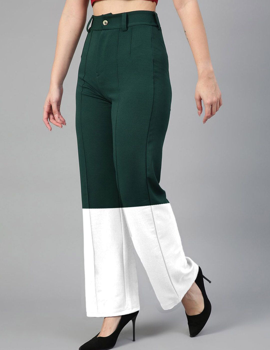 Kotty Women Colourblocked Relaxed Straight Leg Straight Fit High-Rise Trousers